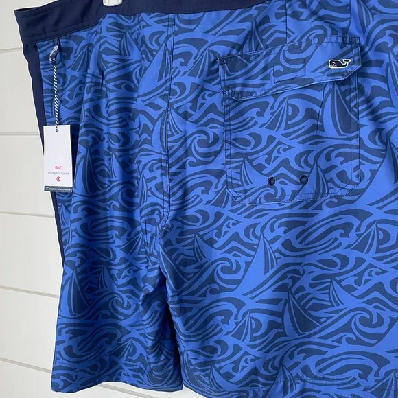 Vineyard Vines Navy Printed Swim board Shorts trunks nautical vacation preppy - Picture 5 of 5